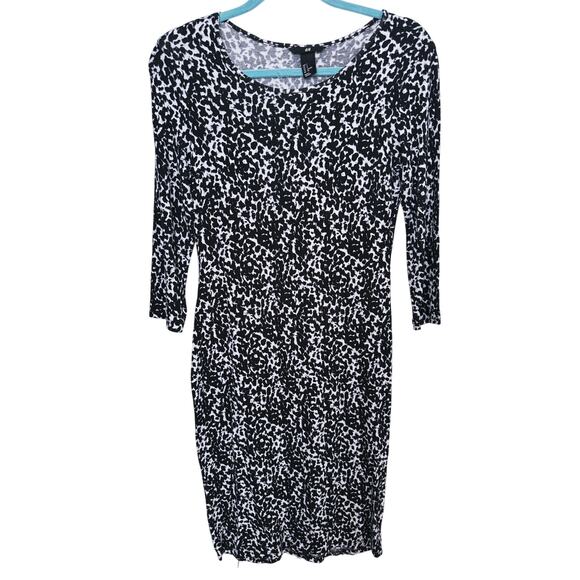 H&M Animal Print Midi Dress Lightweight Small Mobwife Bodycon Layer Fall Minimal - Picture 2 of 5